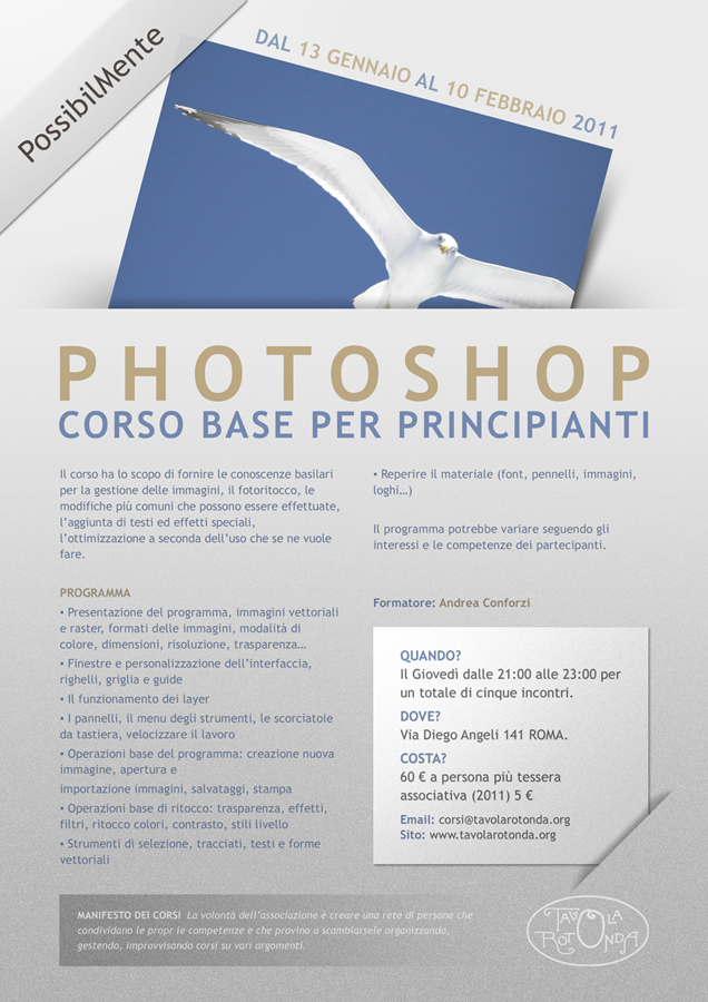 Corso base di Photoshop. Ultimi posti disponibili